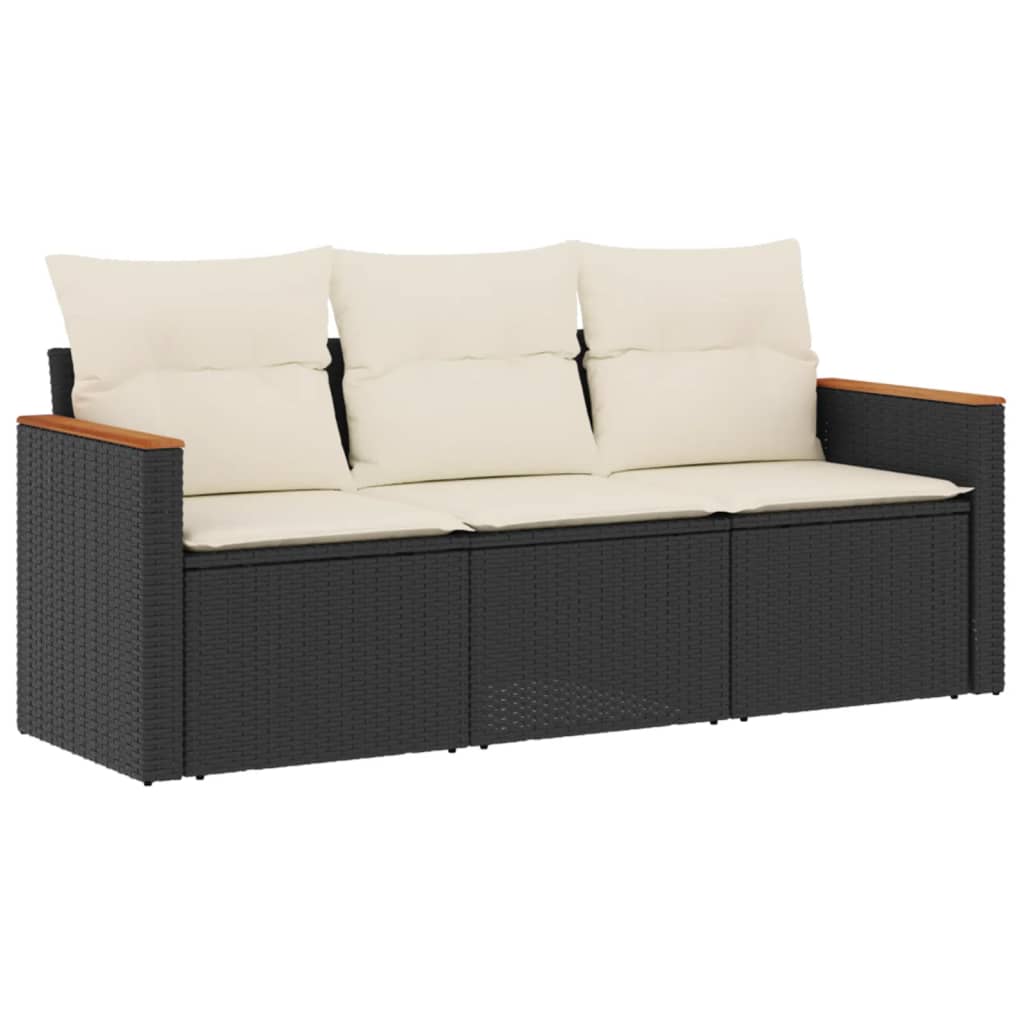 Garden Sofa Set Black and Cream White