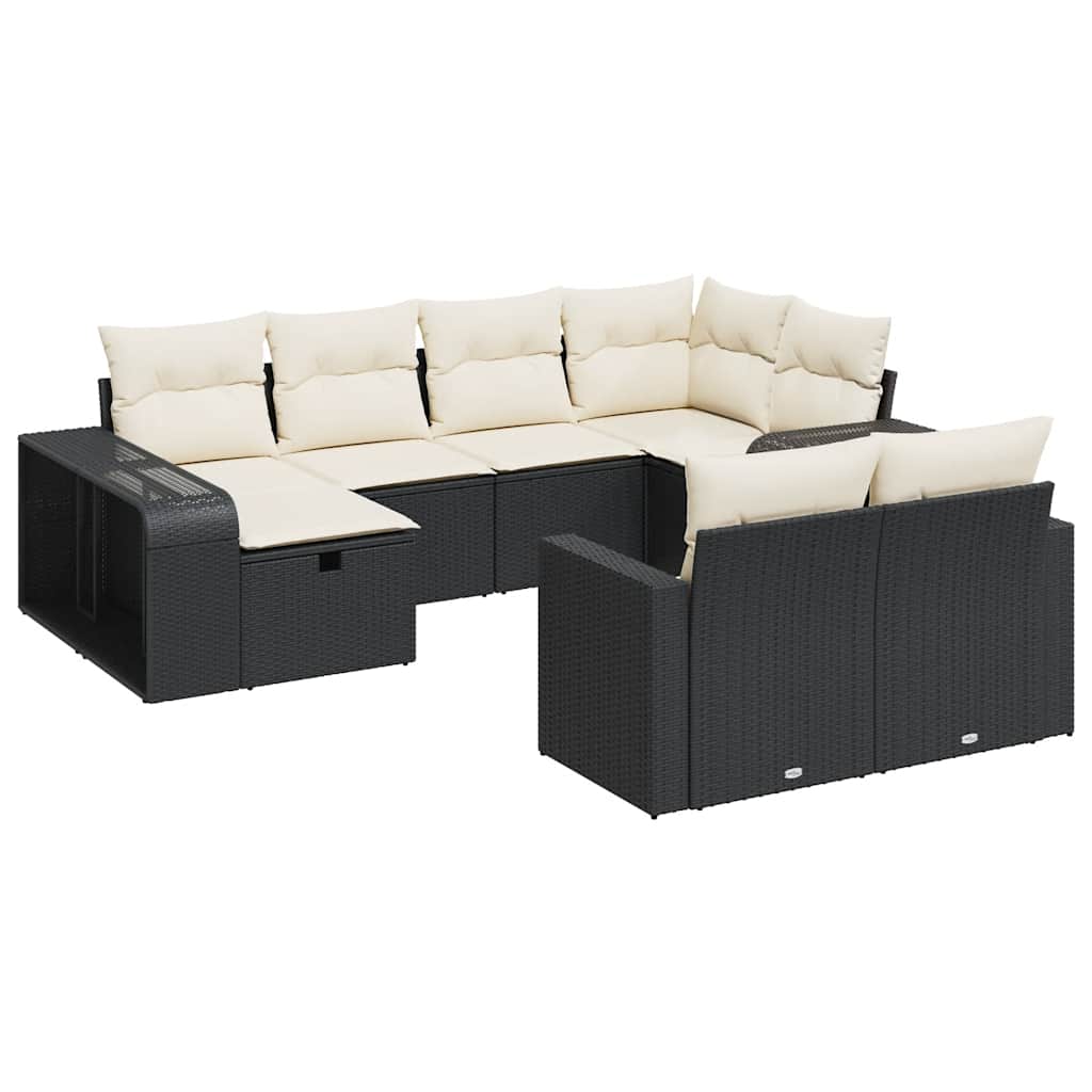 Garden Sofa Set Black and Cream White