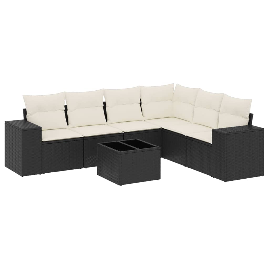 Garden Sofa Set Black and Cream White