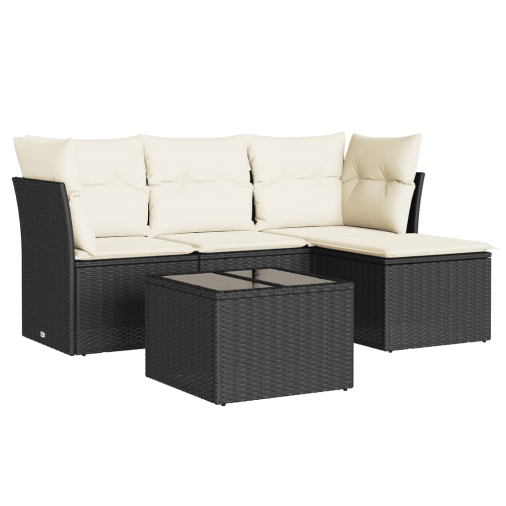 Garden Sofa Set Black and Cream White