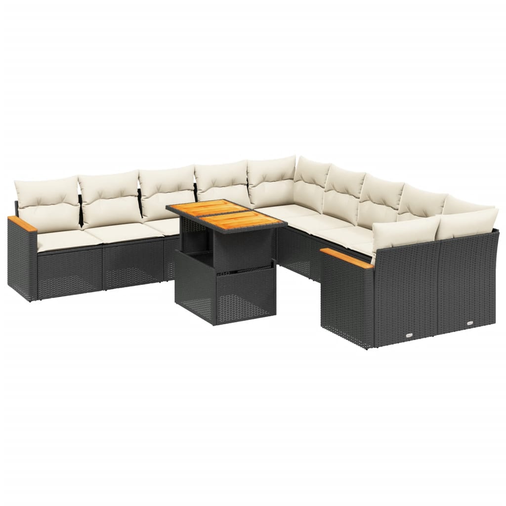 Garden Sofa Set Black and Cream White