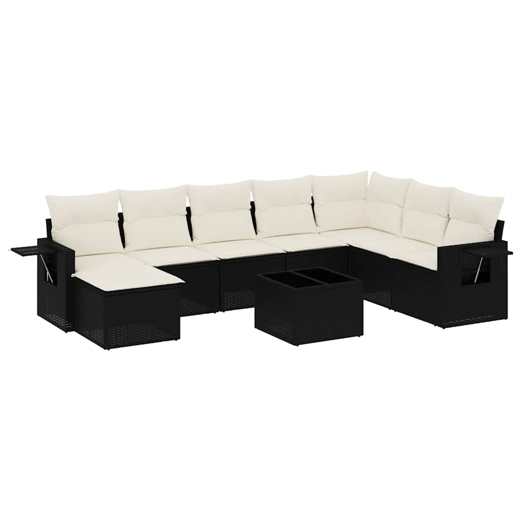 Garden Sofa Set Black and Cream White