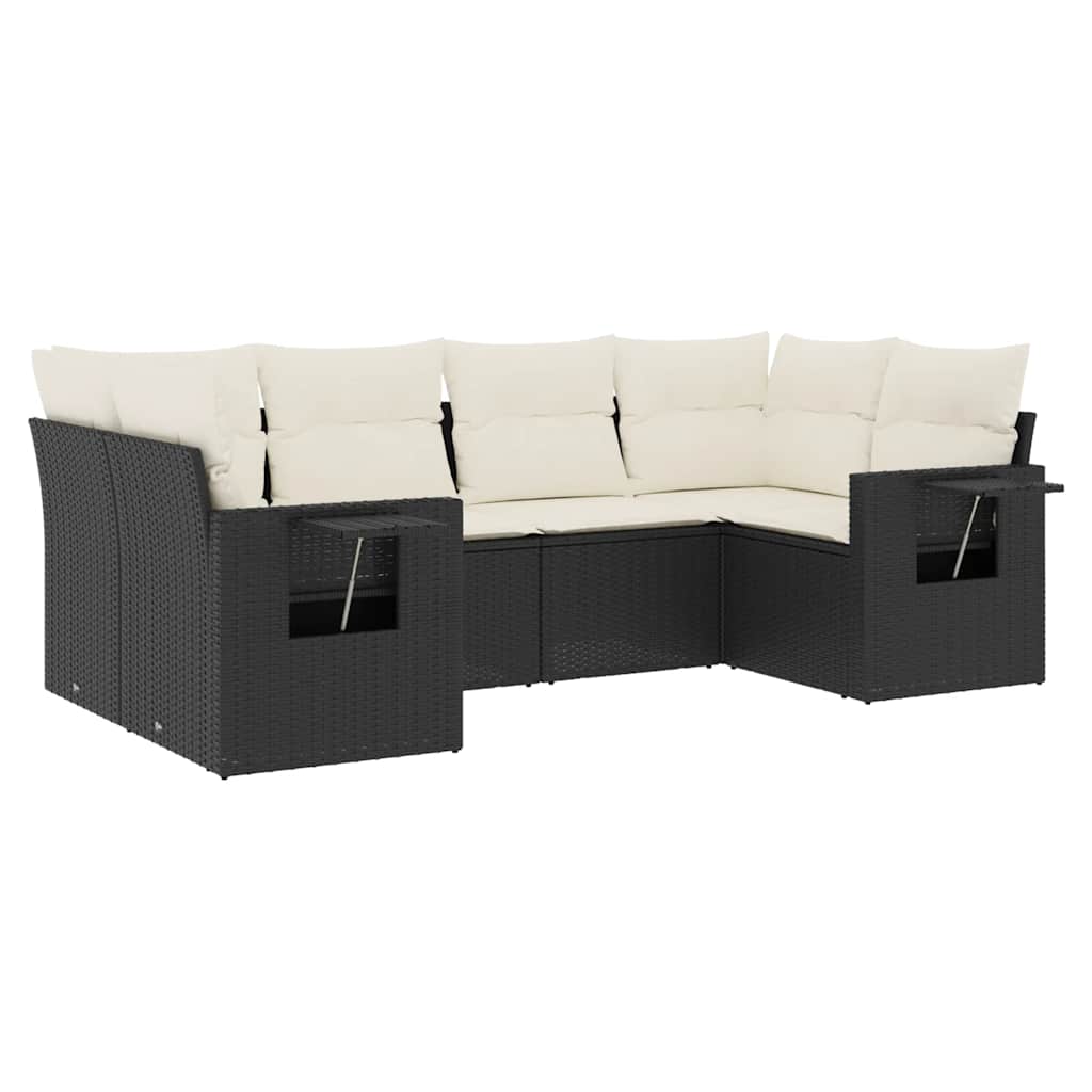 Garden Sofa Set Black and Cream White