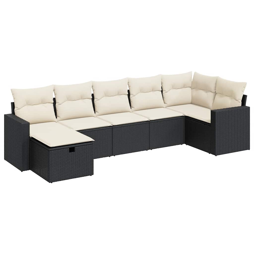 Garden Sofa Set Black and Cream White