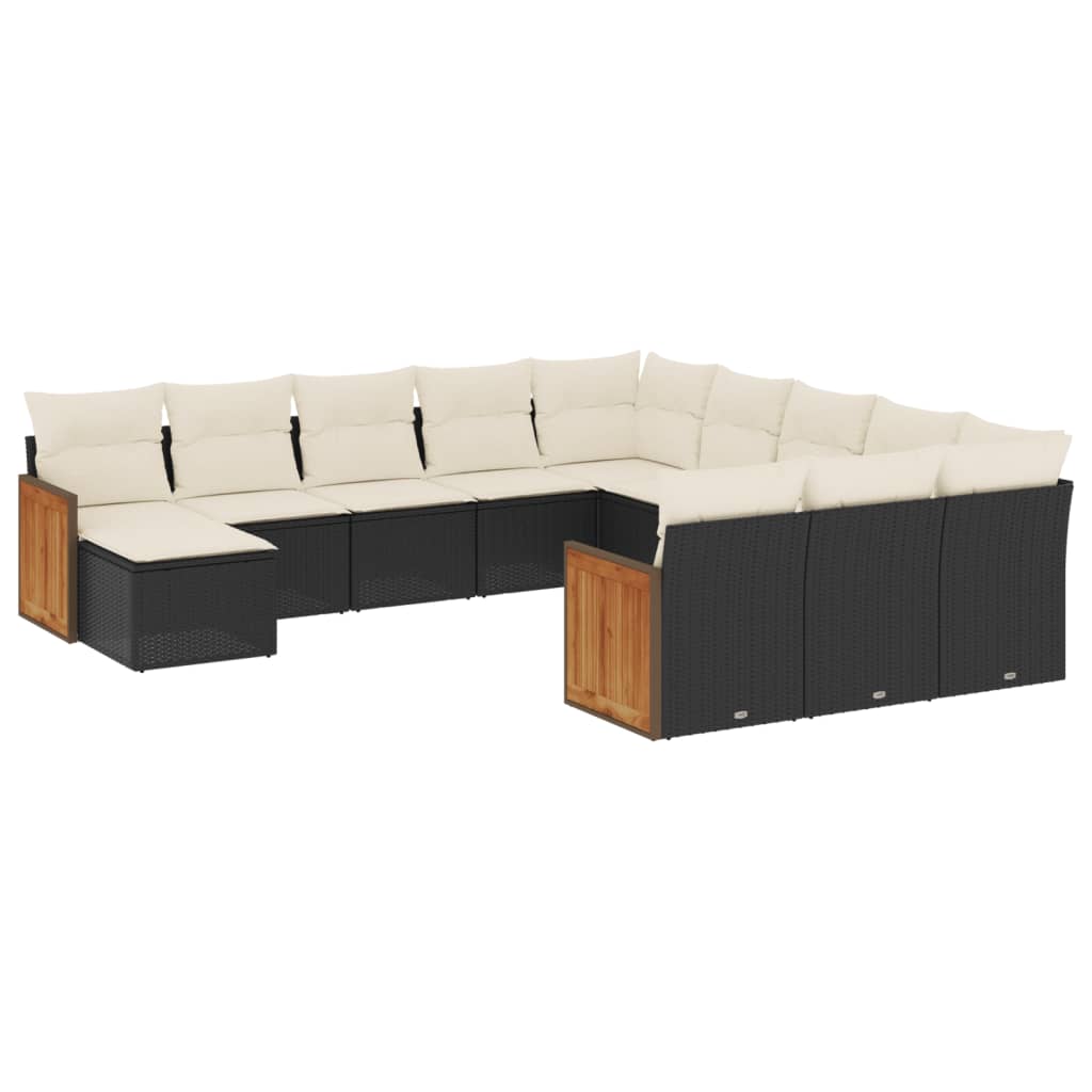 Garden Sofa Set Black and Cream White