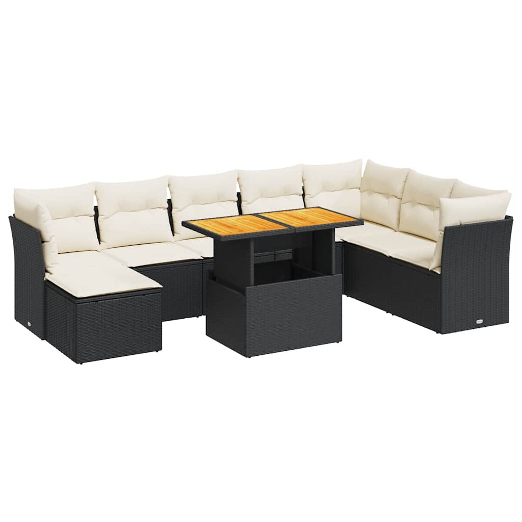 Garden Sofa Set Black and Cream White