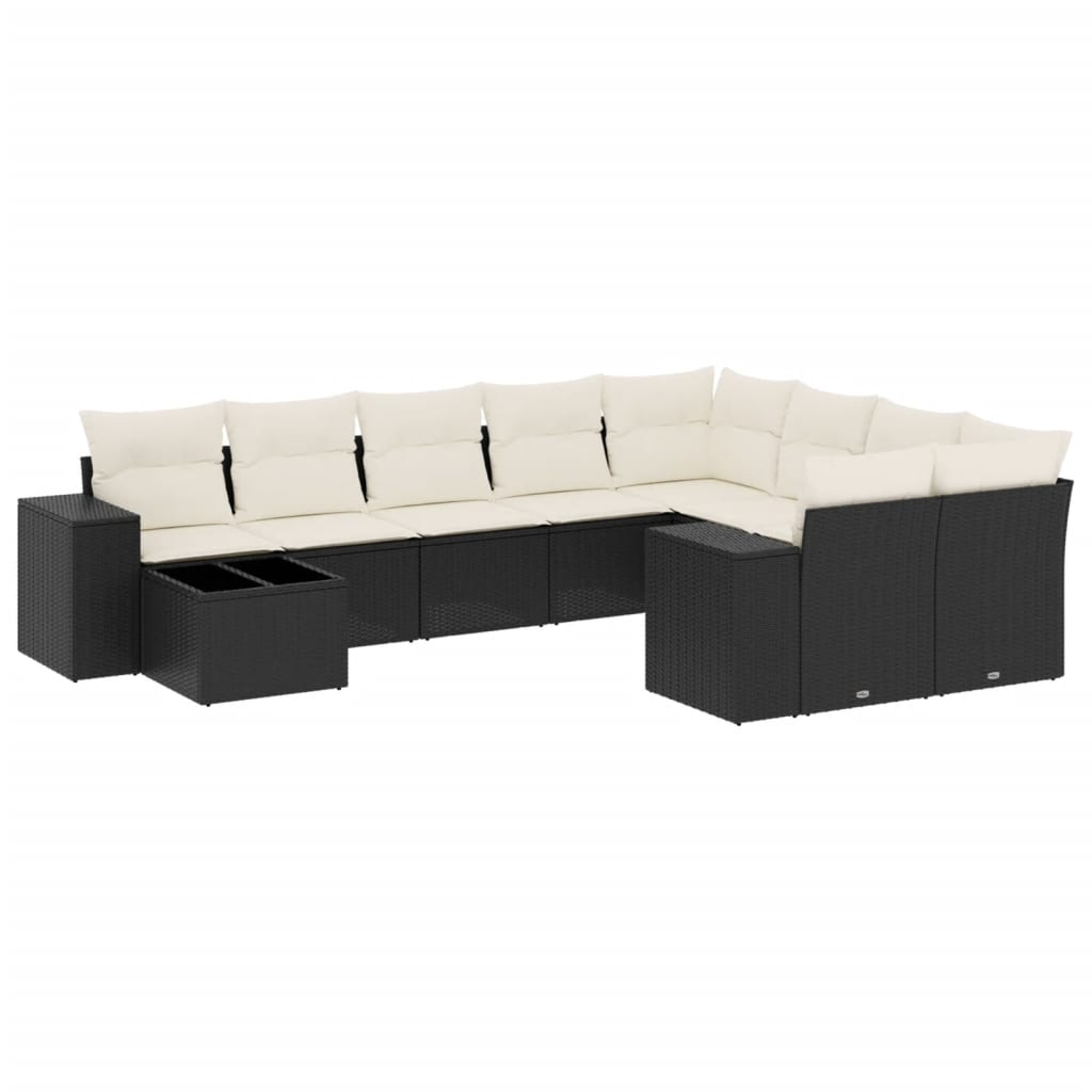 Garden Sofa Set Black and Cream White
