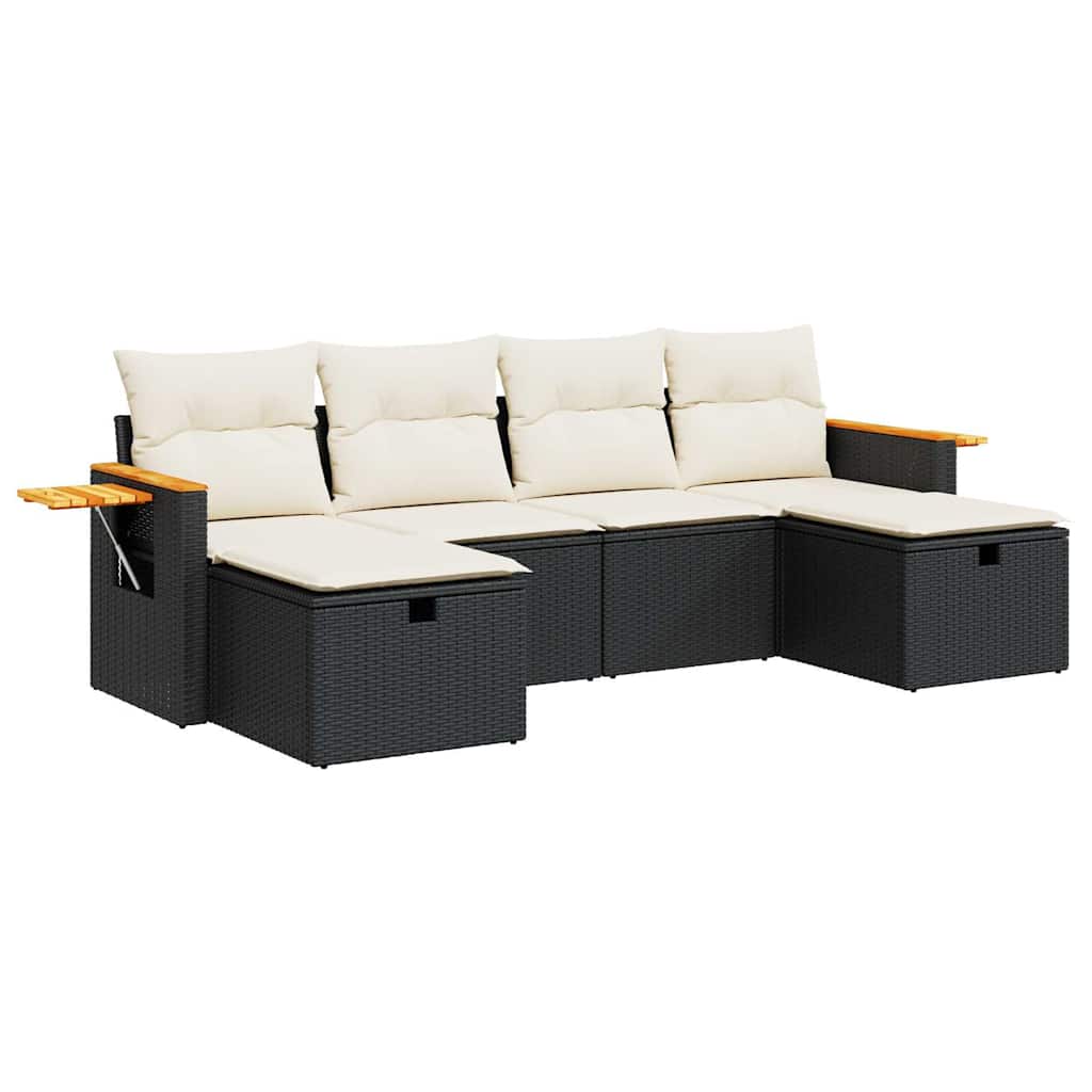 Garden Sofa Set Black and Cream White