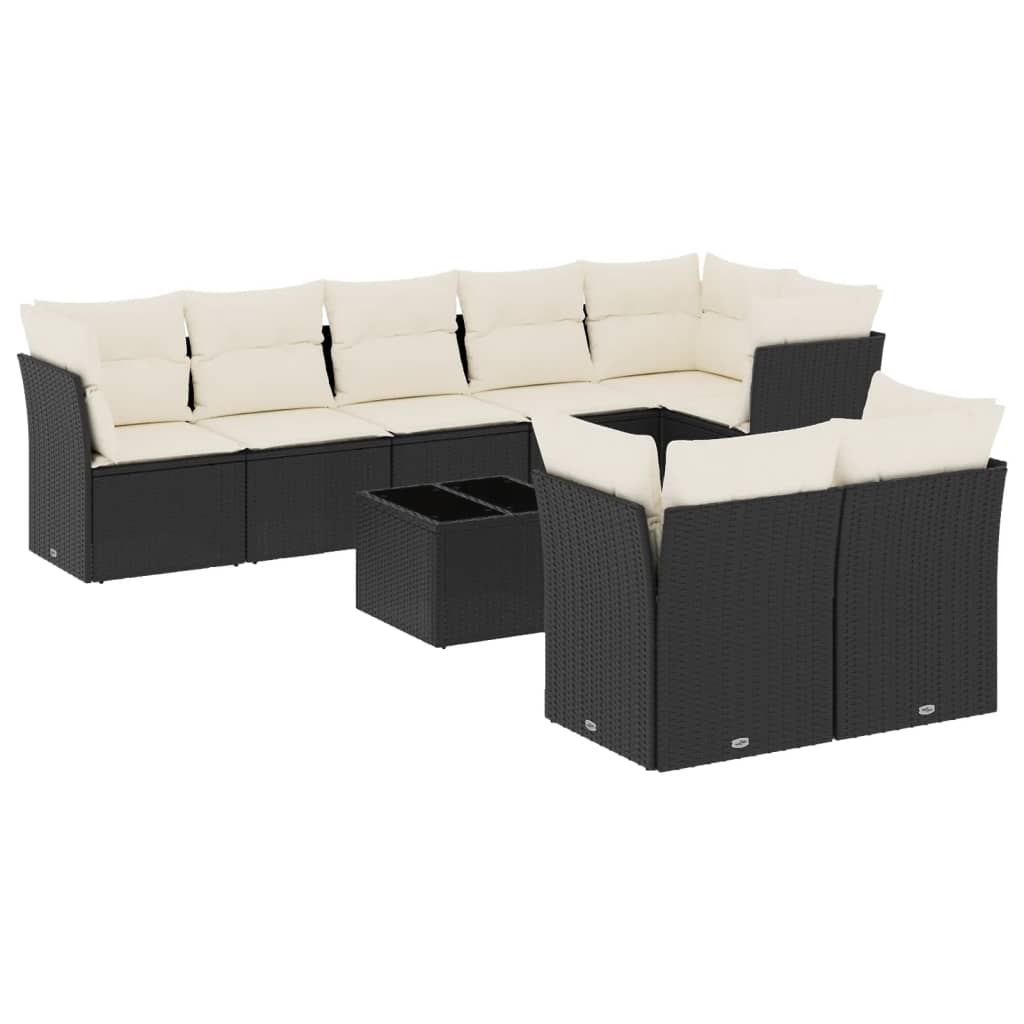 Garden Sofa Set Black and Cream White