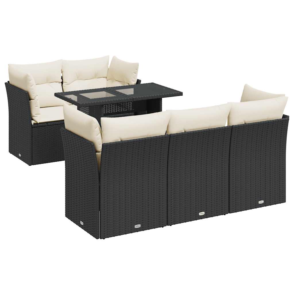 Garden Sofa Set Black and Cream White
