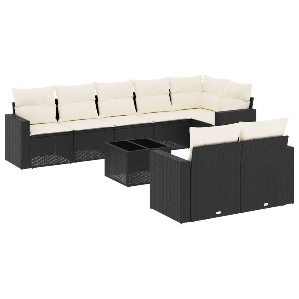 Garden Sofa Set Black and Cream White