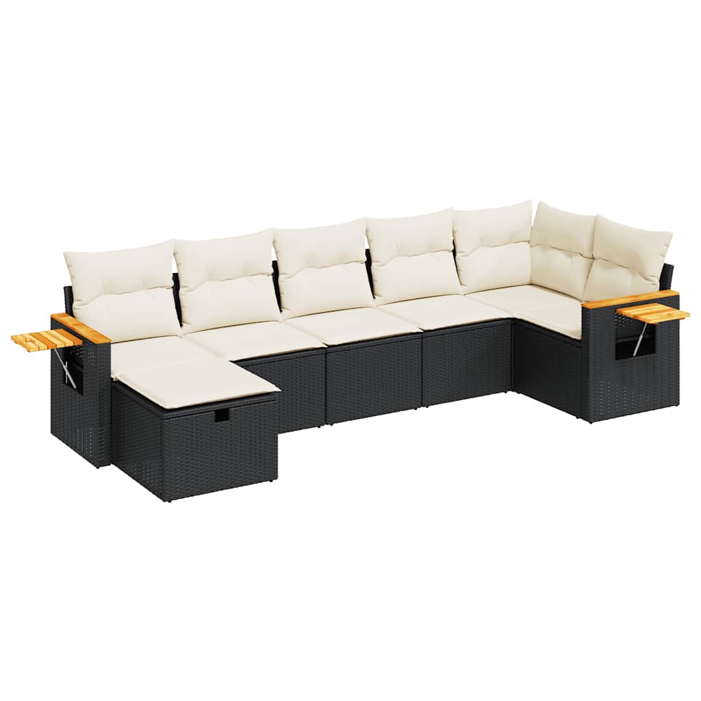 Garden Sofa Set Black and Cream White