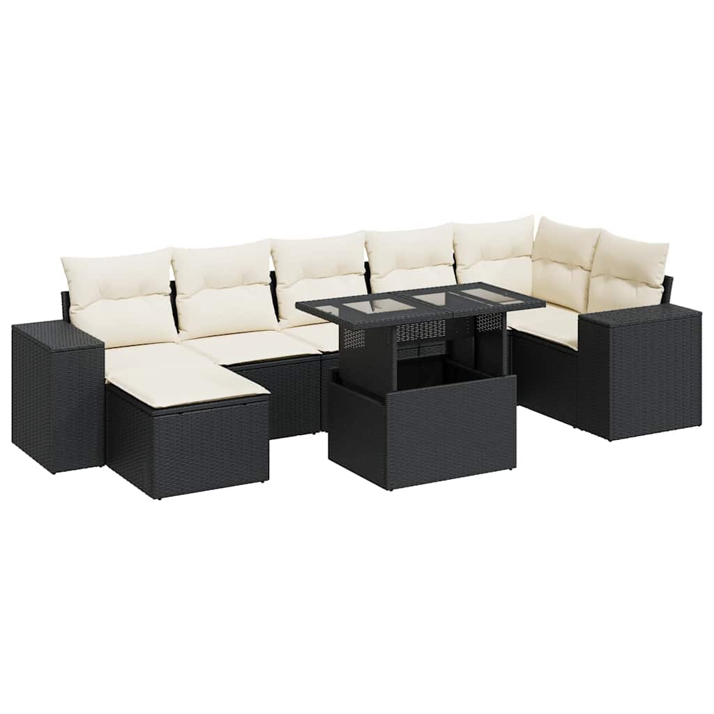 Garden Sofa Set Black and Cream White