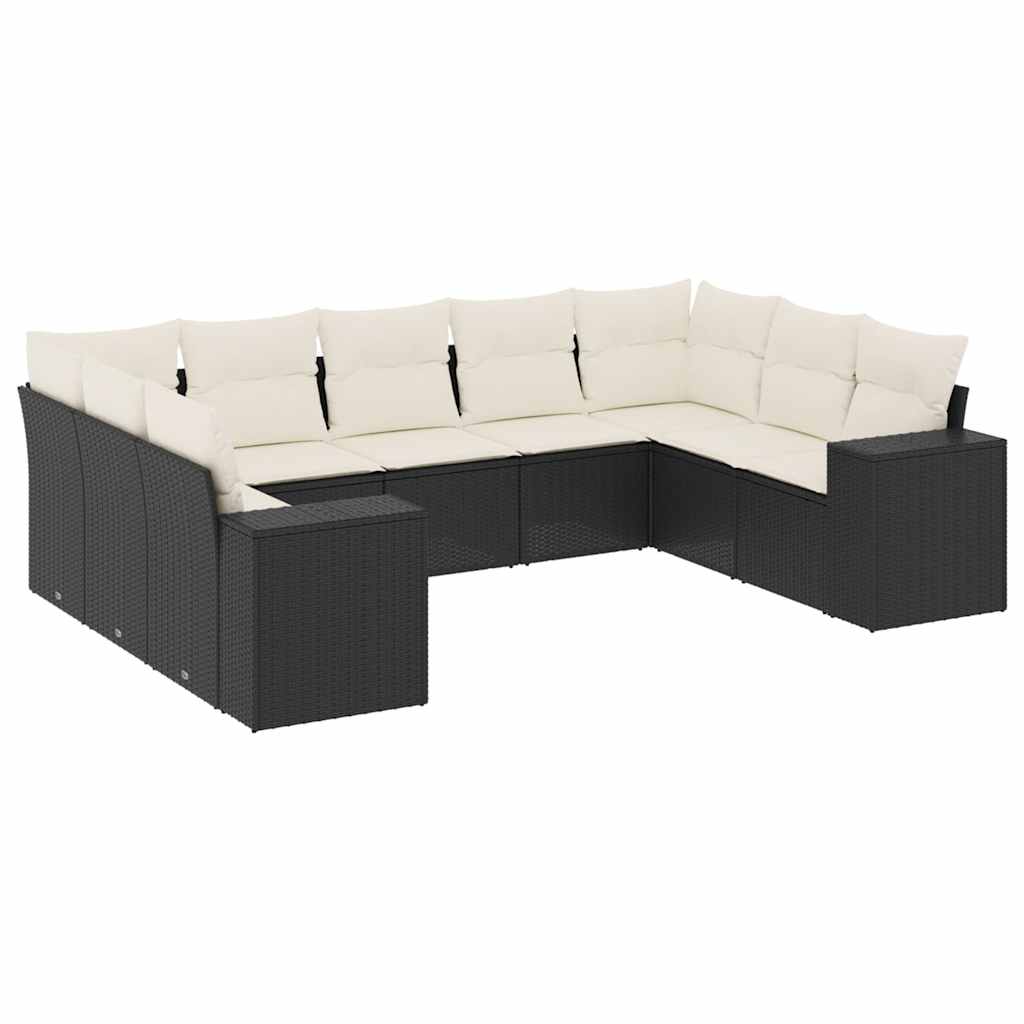 Garden Sofa Set Black and Cream White