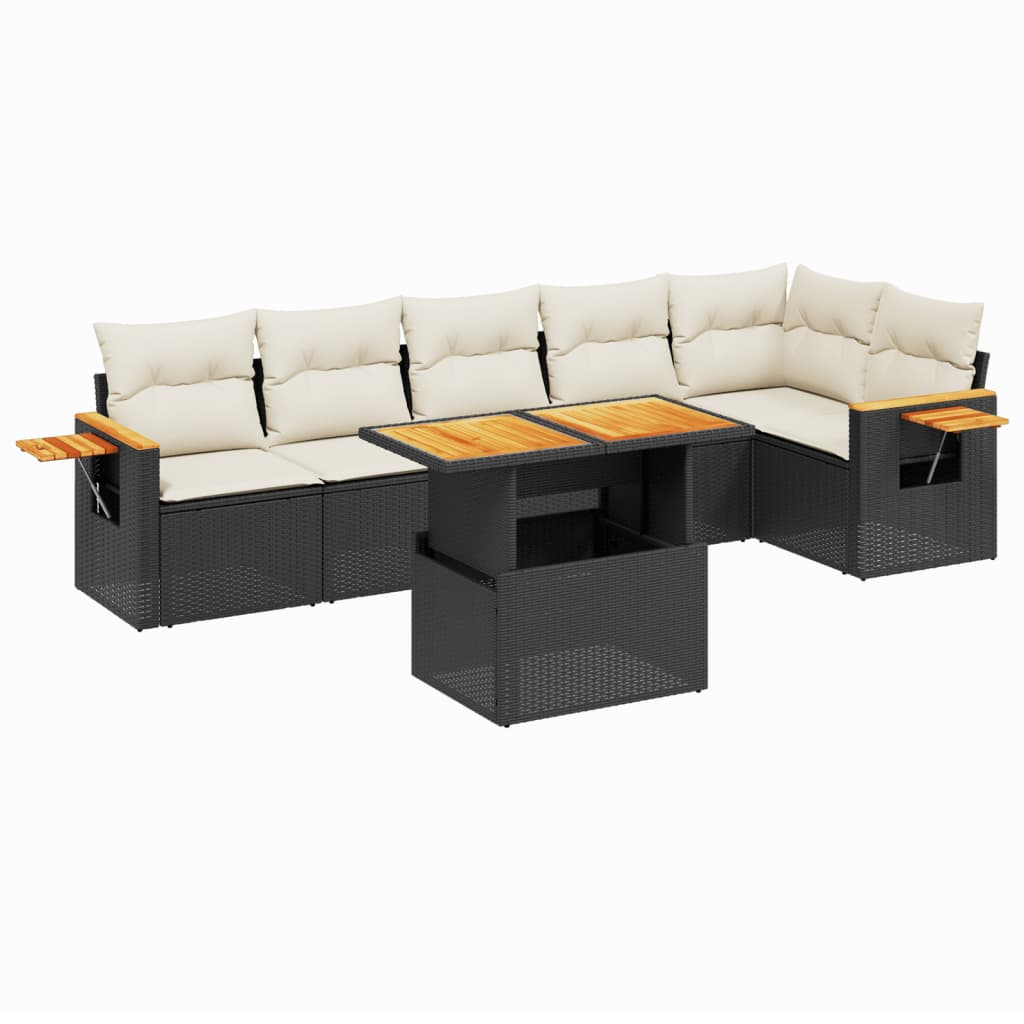 Garden Sofa Set Black and Cream White