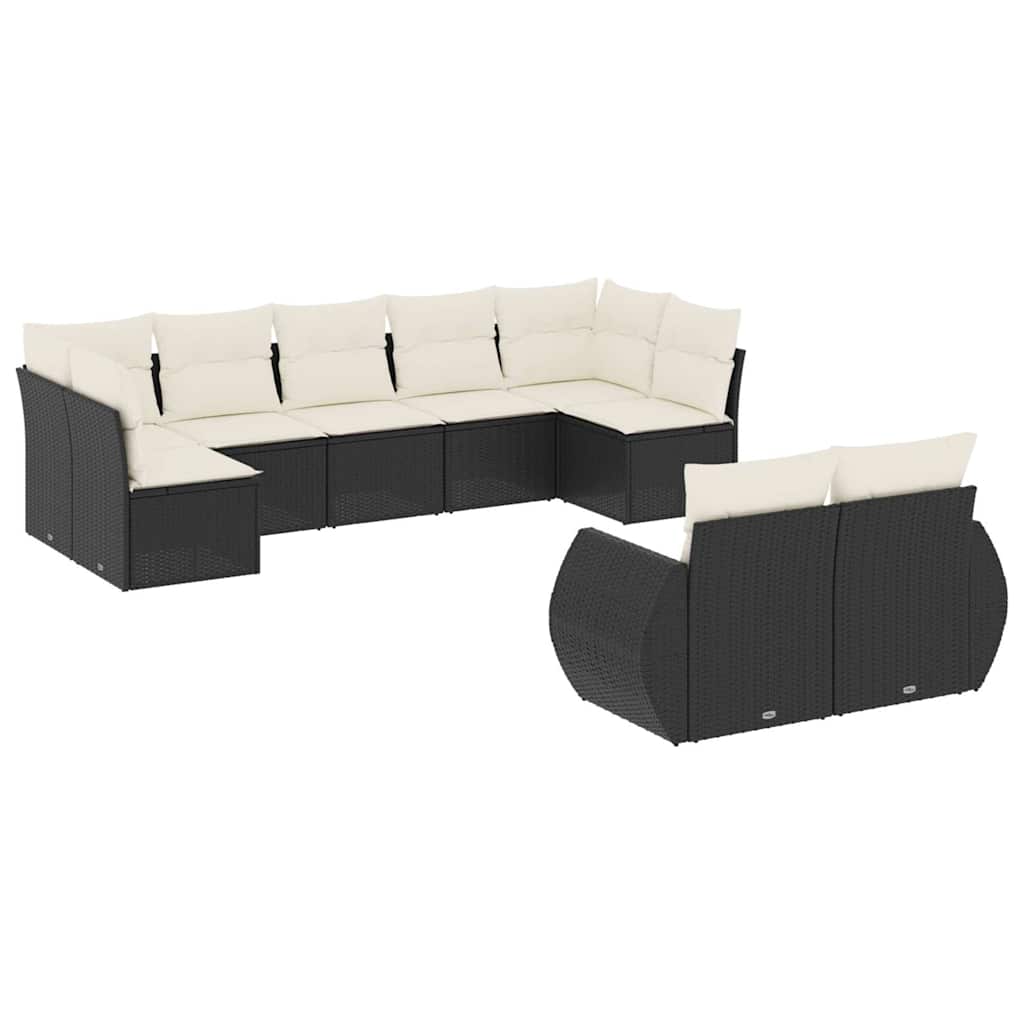 Garden Sofa Set Black and Cream White