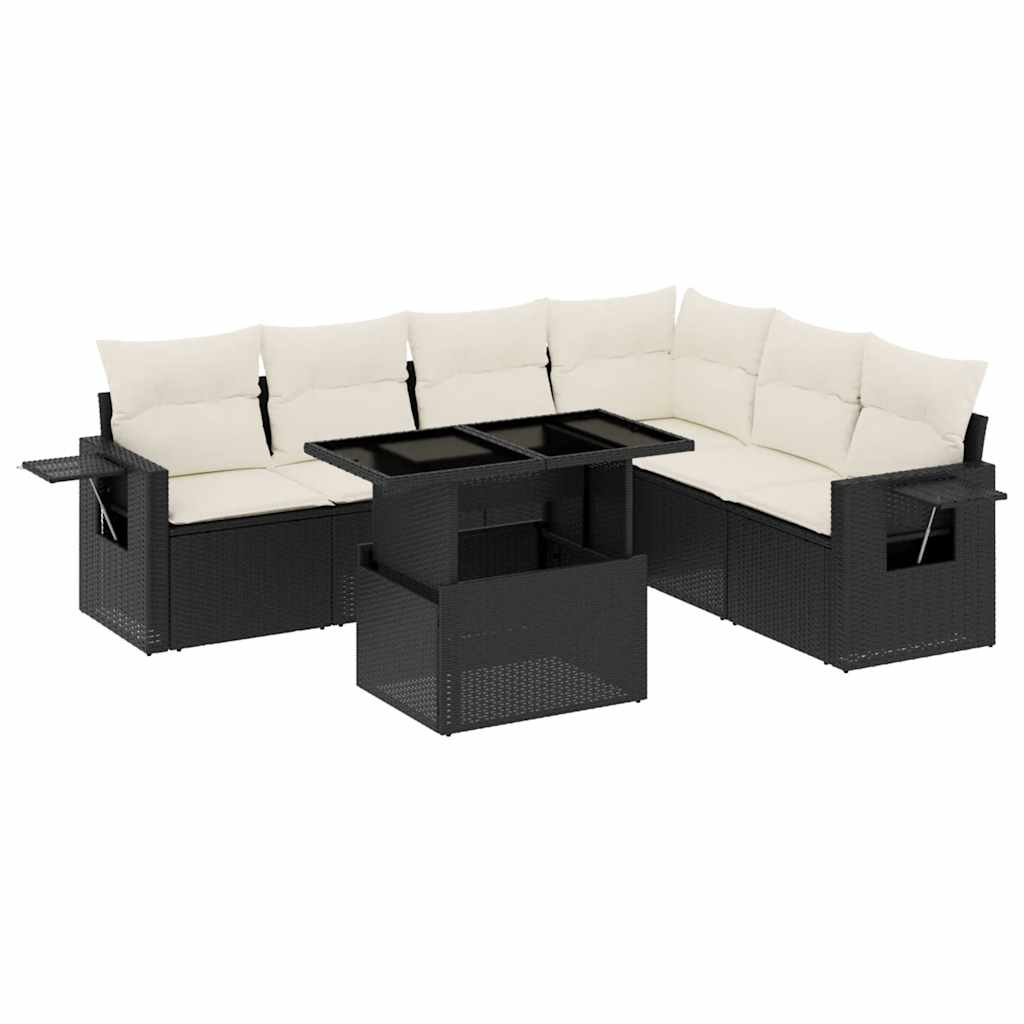 Garden Sofa Set Black and Cream White