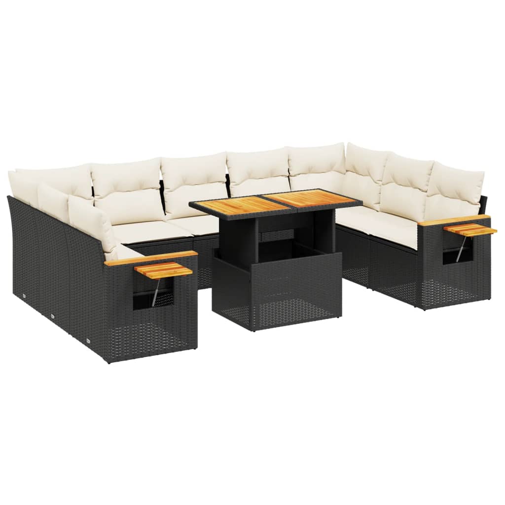 Garden Sofa Set Black and Cream White