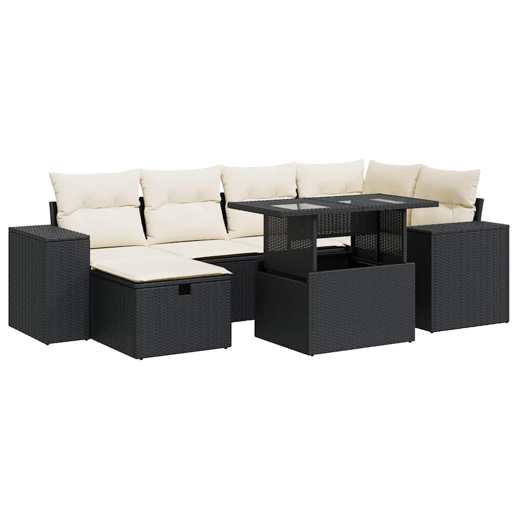Garden Sofa Set Black and Cream White