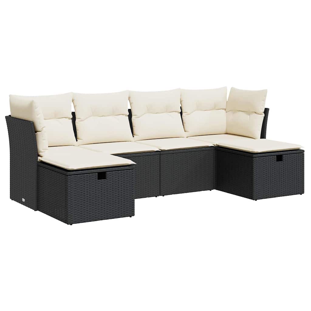 Garden Sofa Set Black and Cream White