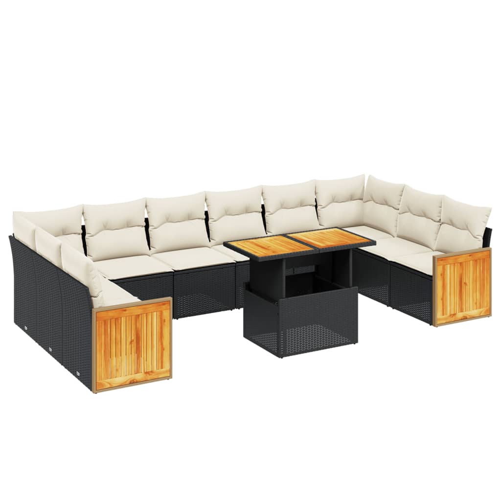 Garden Sofa Set Black and Cream White