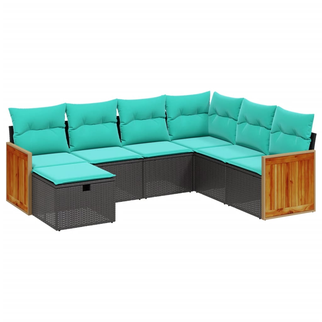 Garden Sofa Set Black, Blue