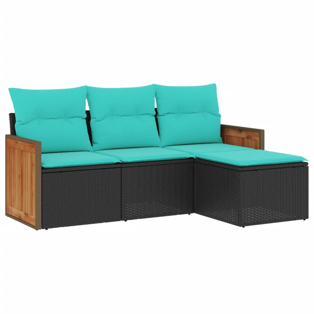 Garden Sofa Set Black, Blue