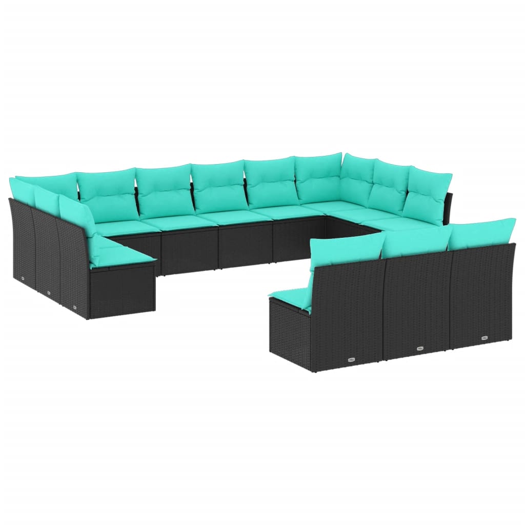 Garden Sofa Set Black, Blue