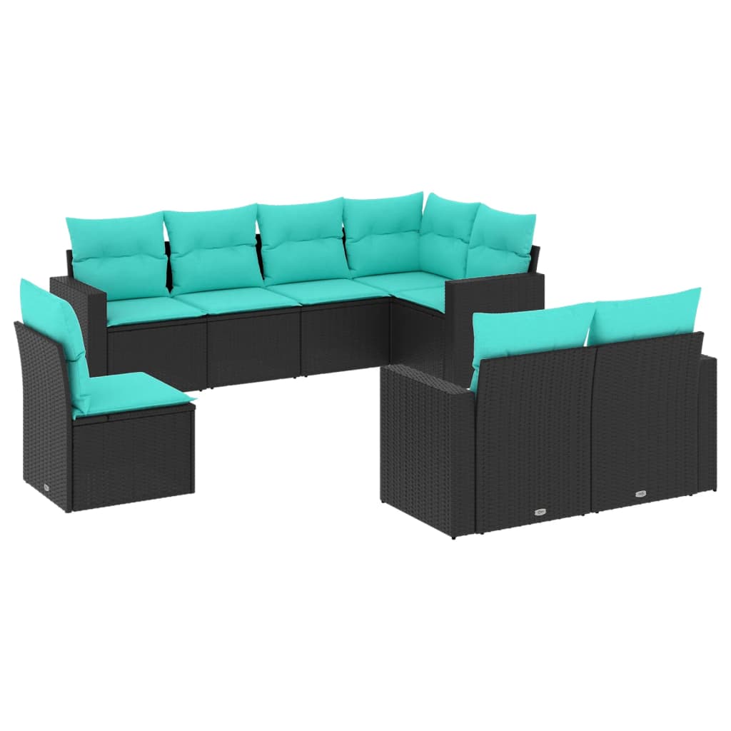 Garden Sofa Set Black, Blue