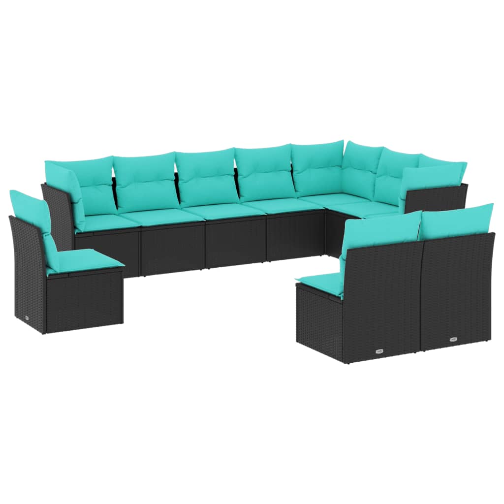 Garden Sofa Set Black, Blue