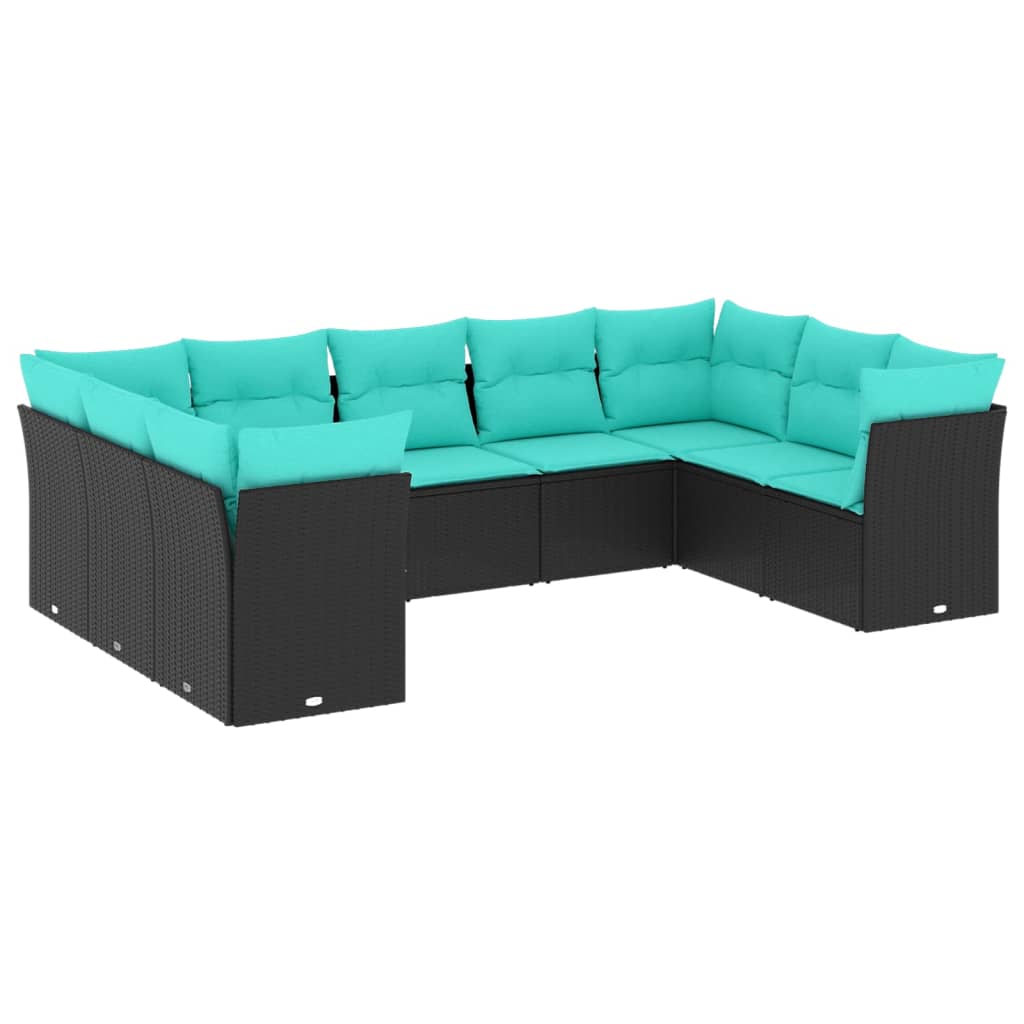 Garden Sofa Set Black, Blue