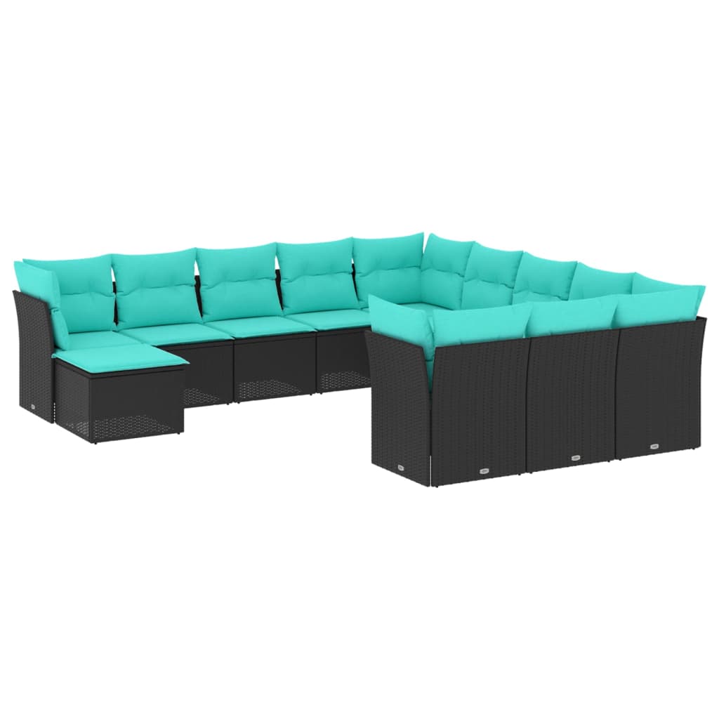 Garden Sofa Set Black, Blue