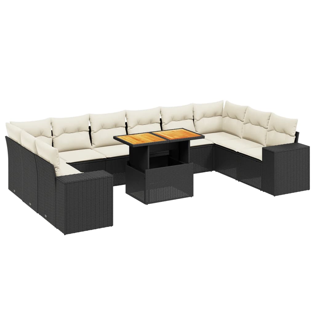 Garden Sofa Set Black, Cream