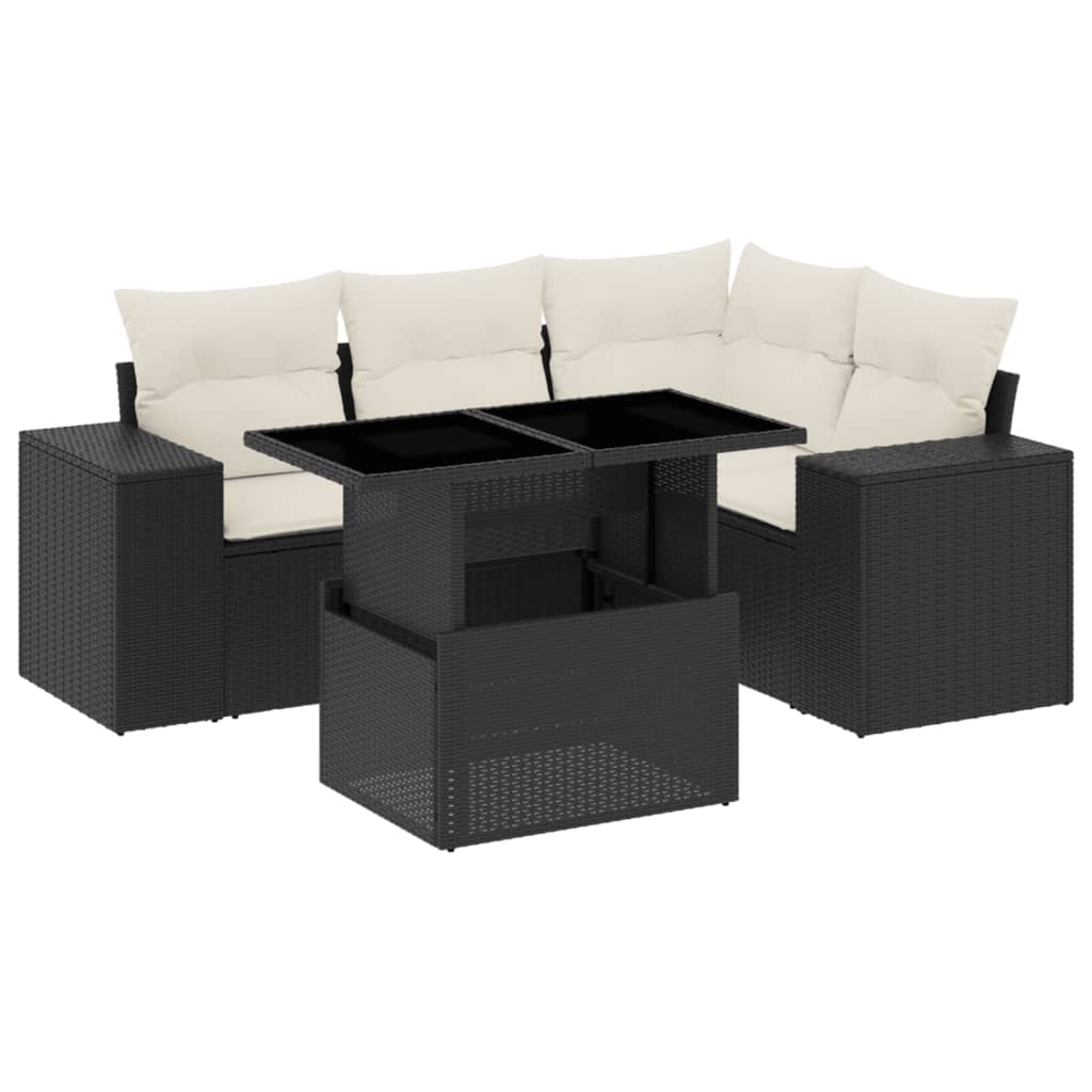 Garden Sofa Set Black, Cream