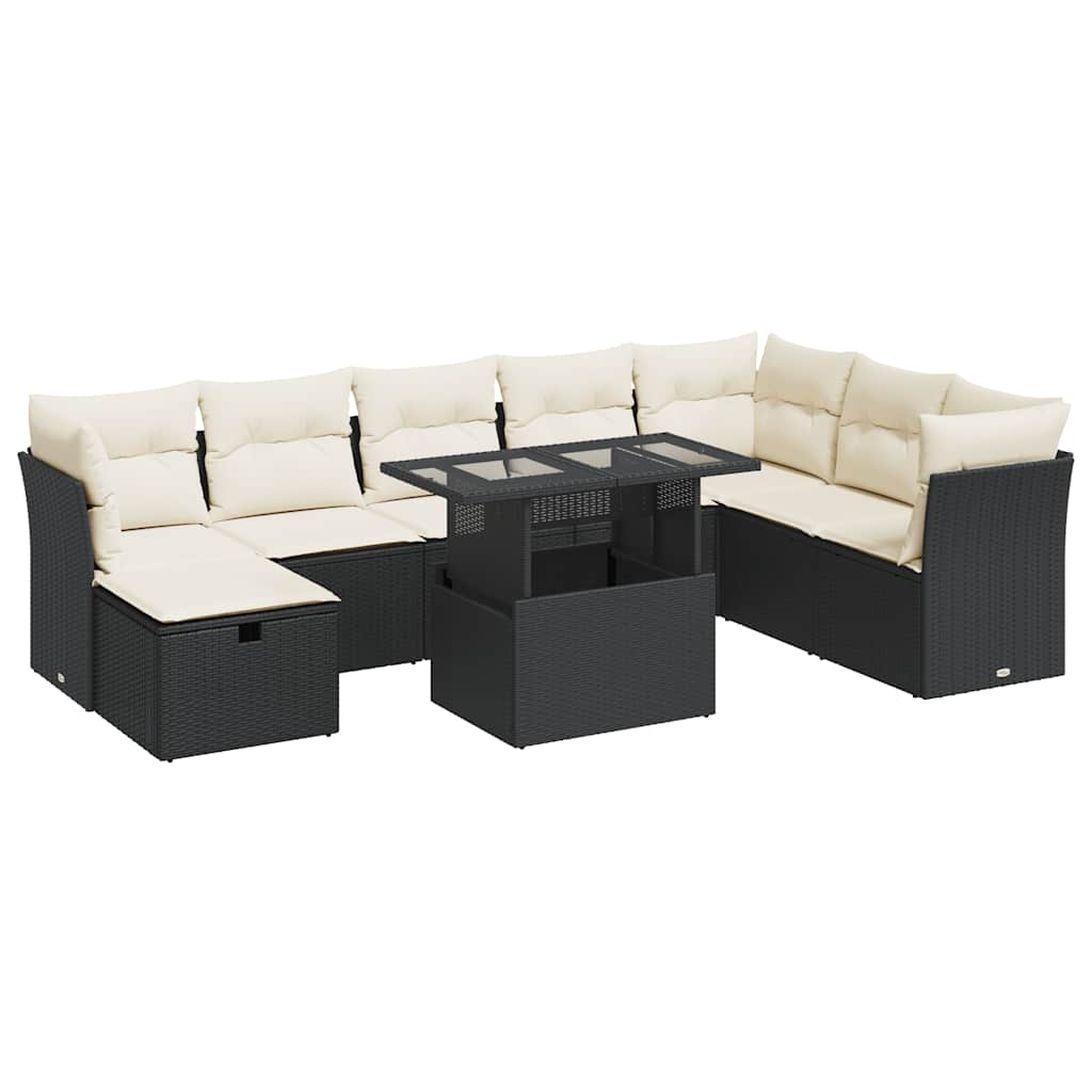 Garden Sofa Set Black, Cream