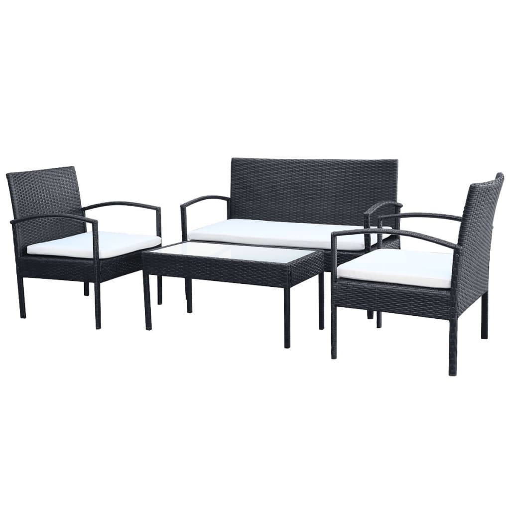 Garden Sofa Set Black, Cream White
