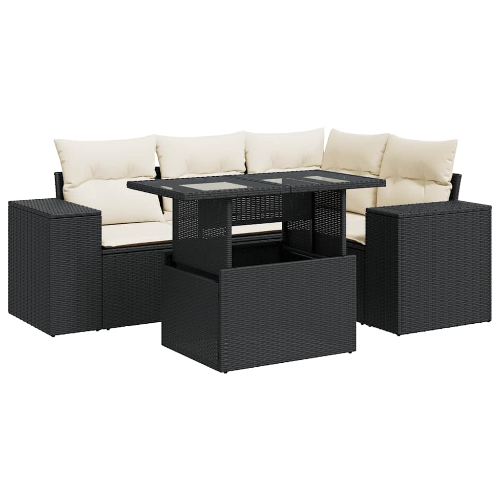 Garden Sofa Set Black, Cream white