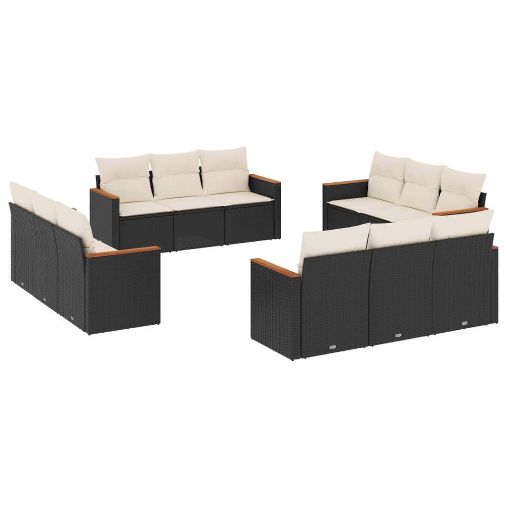 Garden Sofa Set Black, Cream White