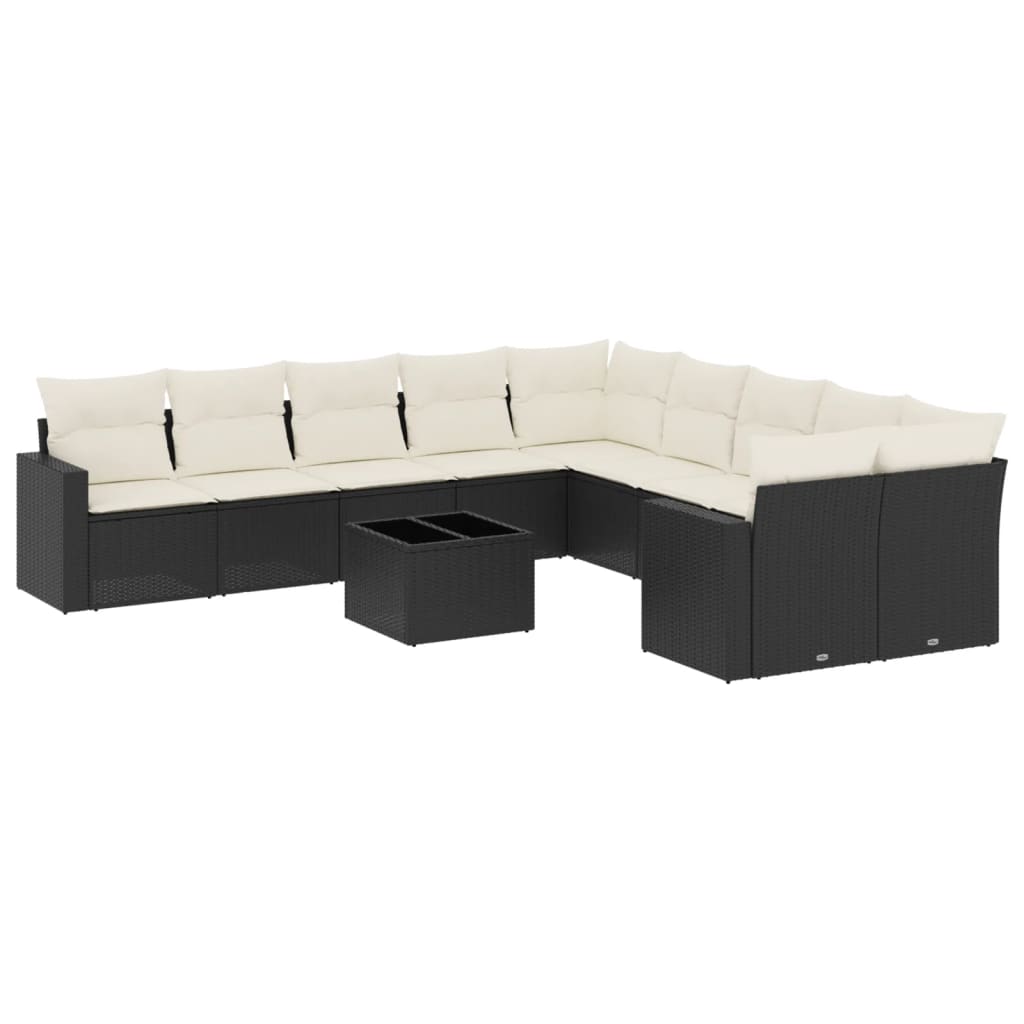 Garden Sofa Set Black, Cream white (cushion)