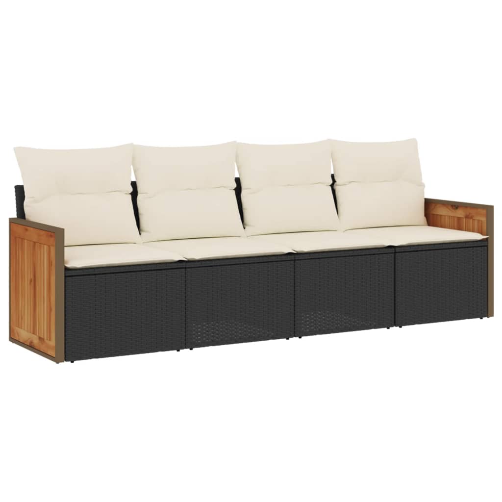 Garden Sofa Set Black, Cream white PE rattan 4 Piece