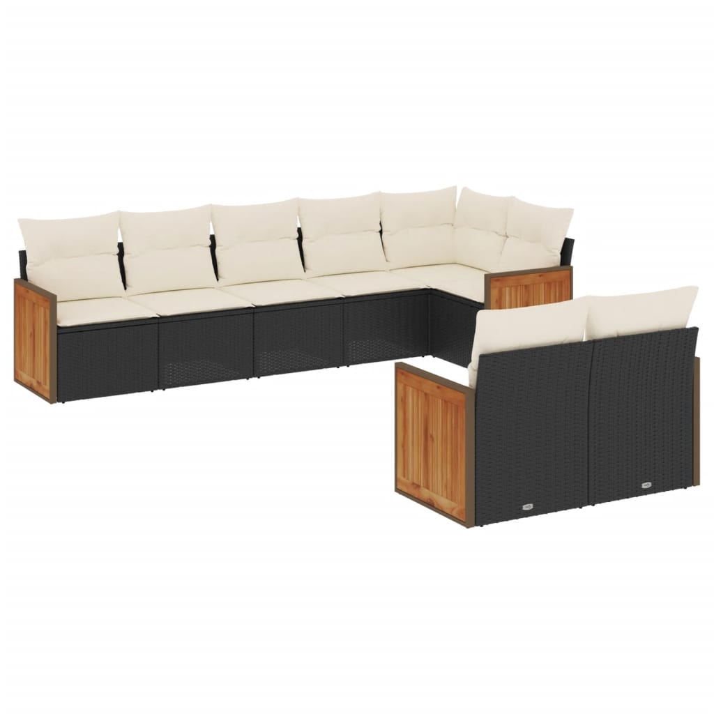 Garden Sofa Set Black, Cream White PE Rattan Adjustable Feet