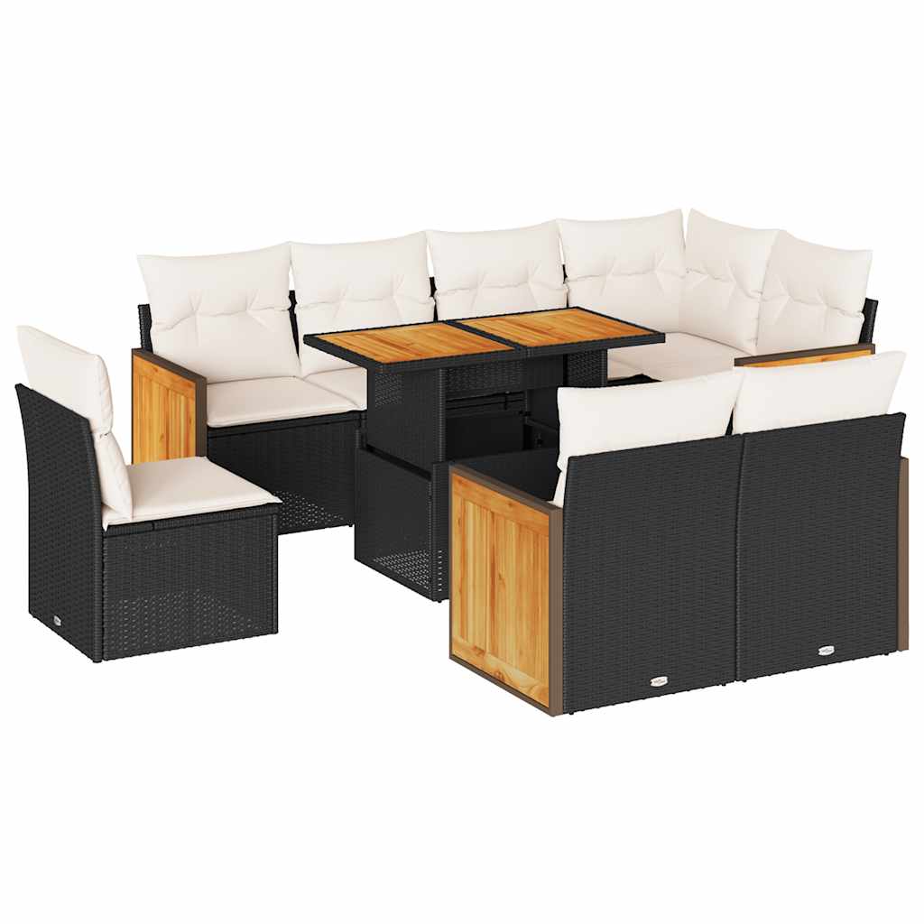Garden Sofa Set Black, Cream White PE rattan Large