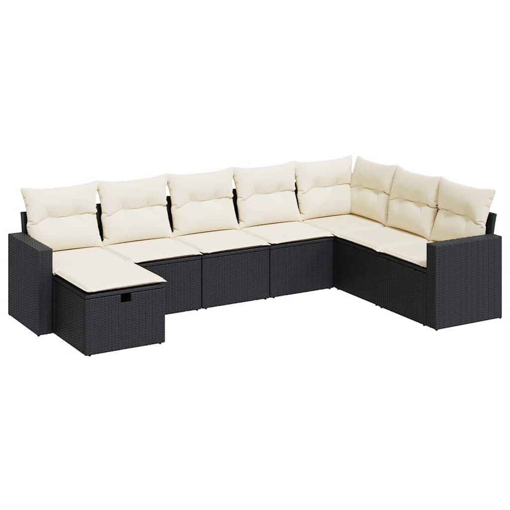 Garden Sofa Set Black, Cream White PE rattan Large Modular