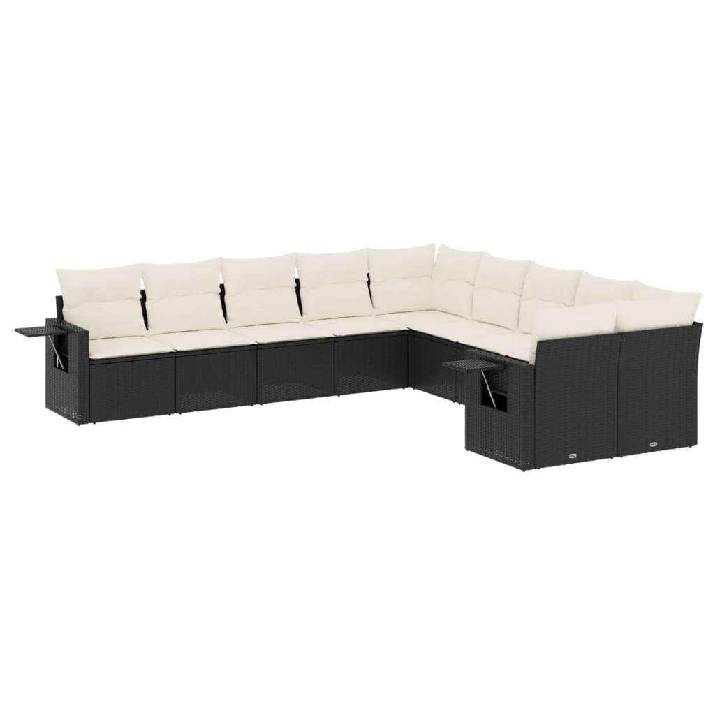 Garden Sofa Set Black, Cream White PE Rattan Large Modular