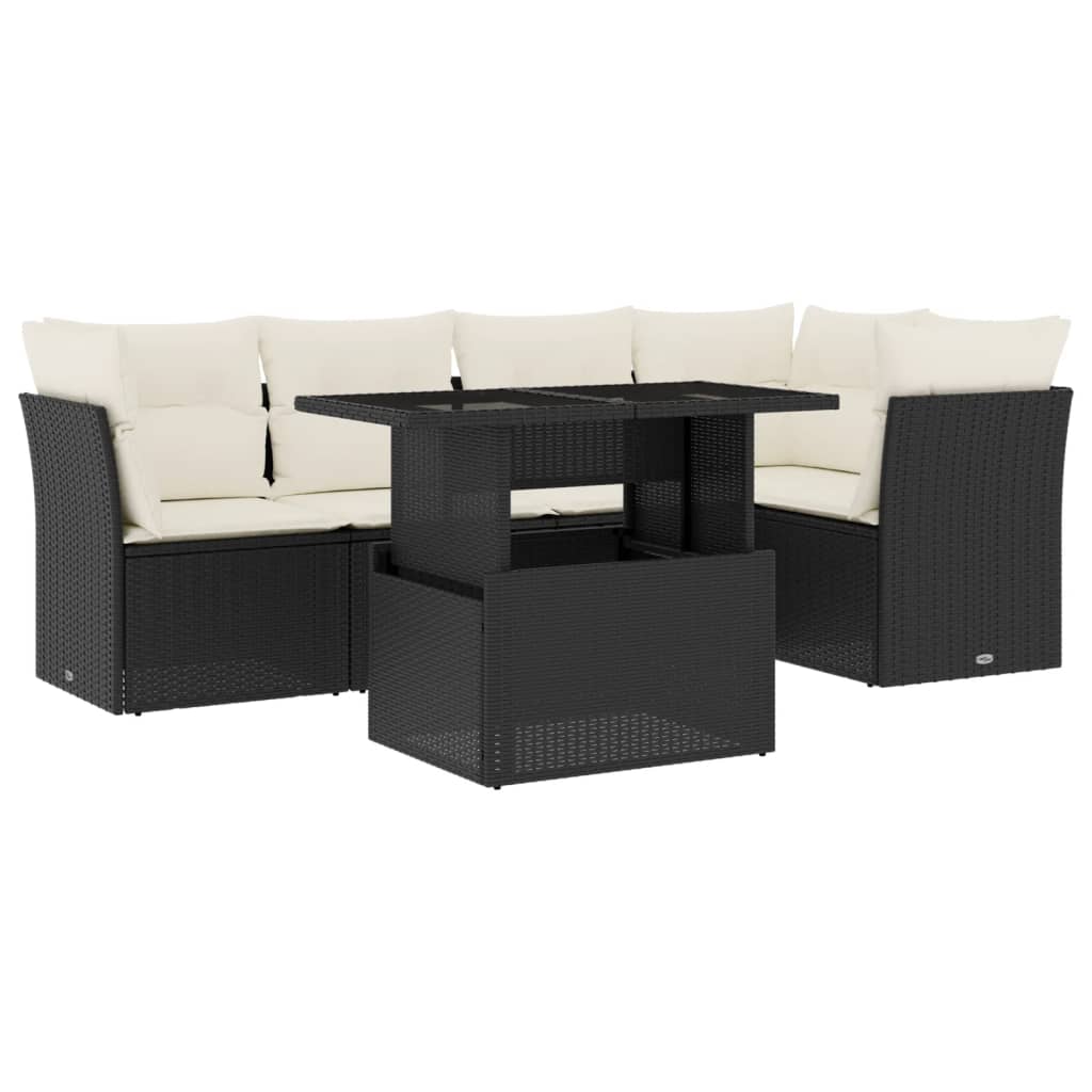 Garden Sofa Set Black, Cream White PE Rattan Large Modular