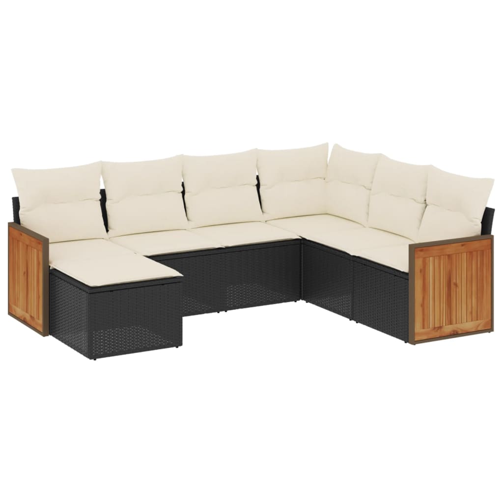 Garden Sofa Set Black, Cream White PE Rattan Large Modular