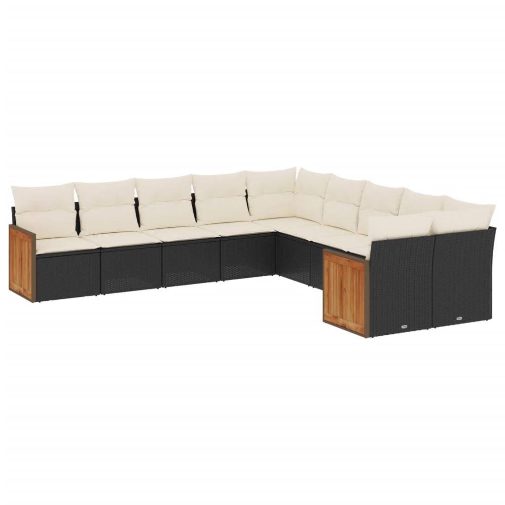 Garden Sofa Set Black, Cream White PE rattan Large Modular