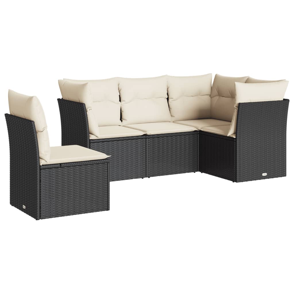 Garden Sofa Set Black, Cream White PE rattan Medium