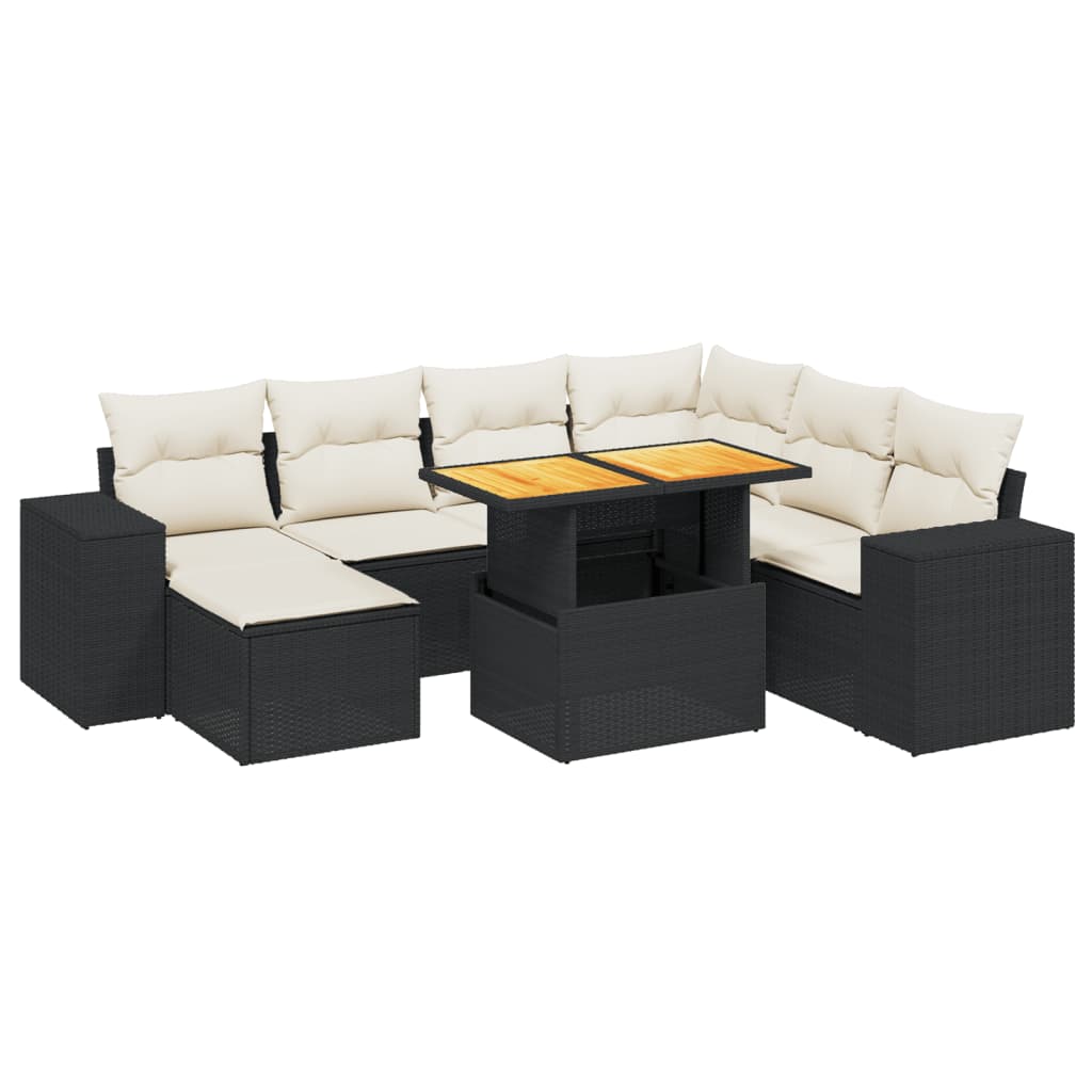 Garden Sofa Set Black, Cream White PE rattan Medium