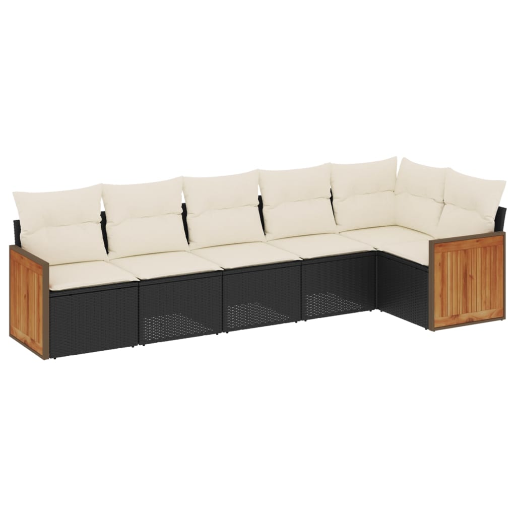 Garden Sofa Set Black, Cream White PE rattan, polyester, steel